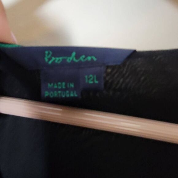 Boden V neck Cross Front 3/4 Sleeves Tencel Ruched Black Midi Dress 12L - Picture 2 of 4